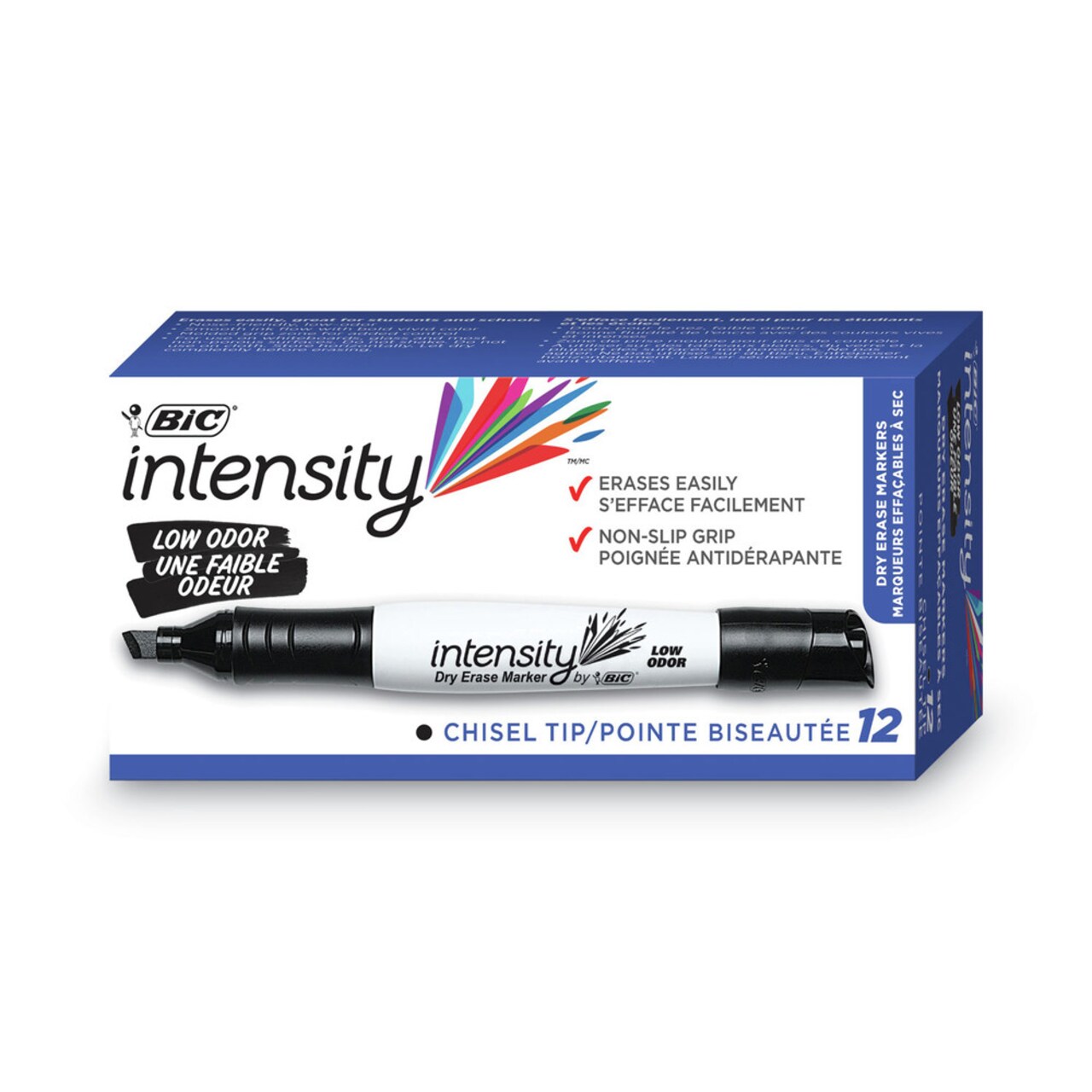 BIC Intensity Low Odor Chisel Tip Dry Erase Marker - Broad/Black (1-Dozen)